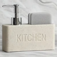 1 ชิ้นเครื่องจ่ายสบู่จานและเครื่องจ่ายสบู่มือผู้ถือฟองน้ําทําความสะอาดเคาน์เตอร์ครัวอ่างล้างจานห้องน้ําออแกไนเซอร์ 5