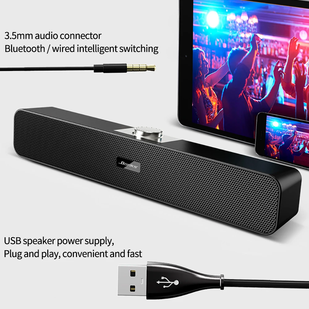 Nuovo Wireless Cablato Computer Tv Altoparlanti Stereo 3D Surround Soundbar Subwoofer Soundbar Radio Fm Led Per Laptop Pc Theater Aux