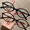 Leopard Print Oval Frame Glasses Women Lovely Anti Blue Light Plain Eyewear Finish Optical Spectacle Computer Clear Glasses Gift 1