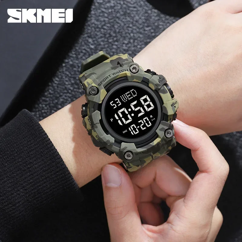 SKMEI 1968 Luxury Digital Stopwatch Military Alarm Clock LED Display Waterproof Wristwatch Sport Watch for Men Reloj Hombre 4