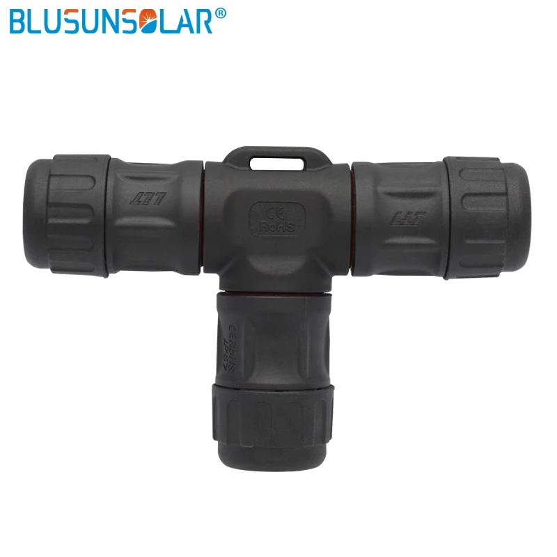

50 PCS L25 2P T Type Waterproof Tee Connector, Field Assembly IP67