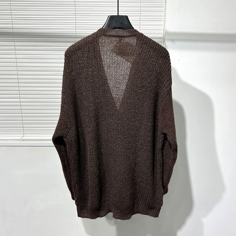 Original Fashion Retro Handsome Loose Comfortable Sweaters Simple Long Sleeve Solid Color Knitted Tops Trendy Male Knitwears