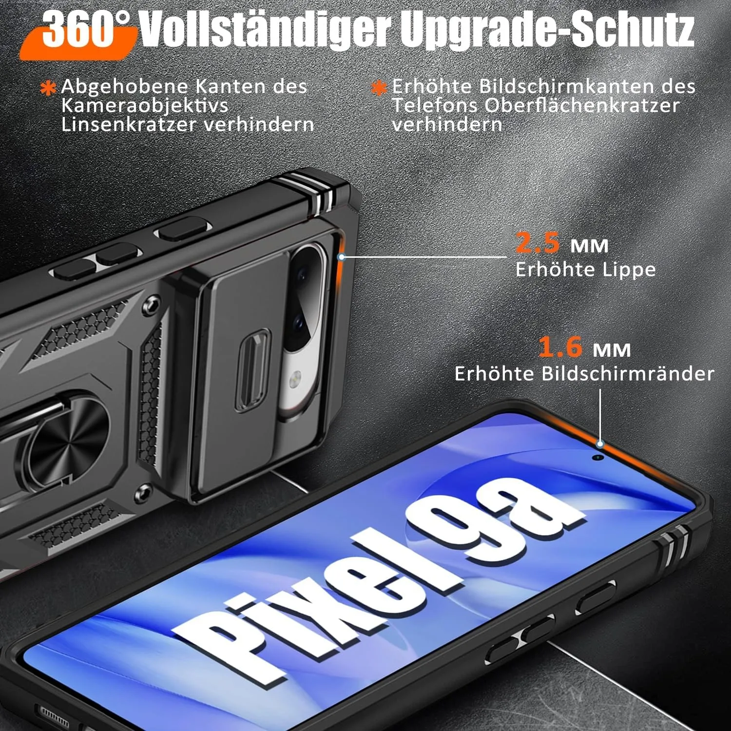 Rugged Military Grade Shockproof Case with Kickstand and Camera Slide