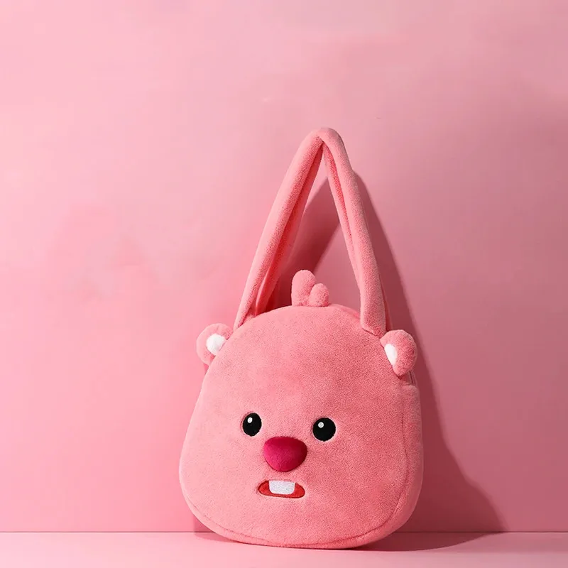 

Miniso Genuine Zanmang Loopy Plush Handbag Kawaii Girls Shopping Bag Winter High Quality Little Beaver Plush Bag Girl Gifts