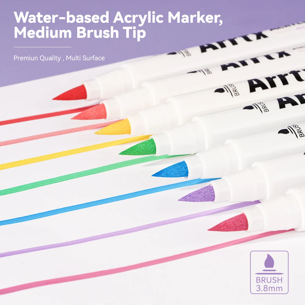 Acrylic Paint Markers, 20 Fine Colours Waterproof Paint Marker Set, Permanent Paint Metallic Markers Art Marker Set for Painting on Rock, Ceramic, Glass, Cup