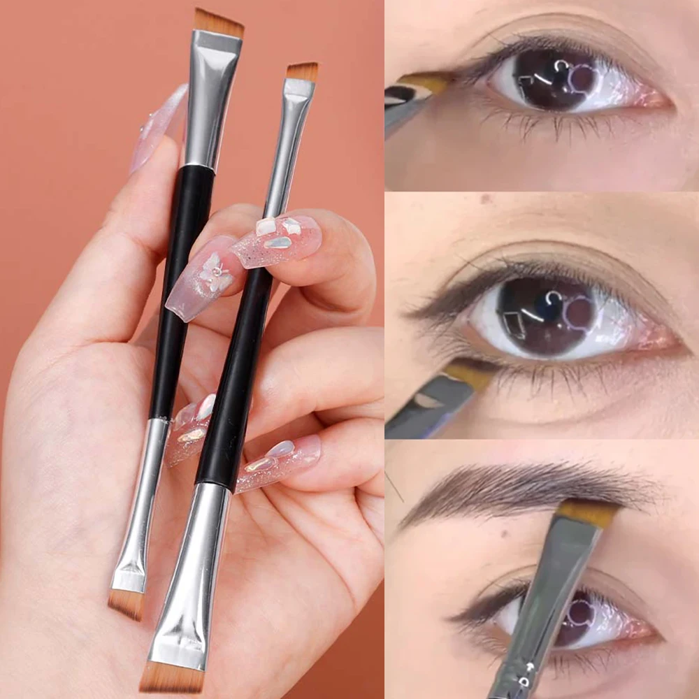 Professional Eyebrow Brush Eyeliner Angled Flat Head Blade Eye Liner Brow Contour Makeup Brushes Double-head Make Up Tools 15pcs 2