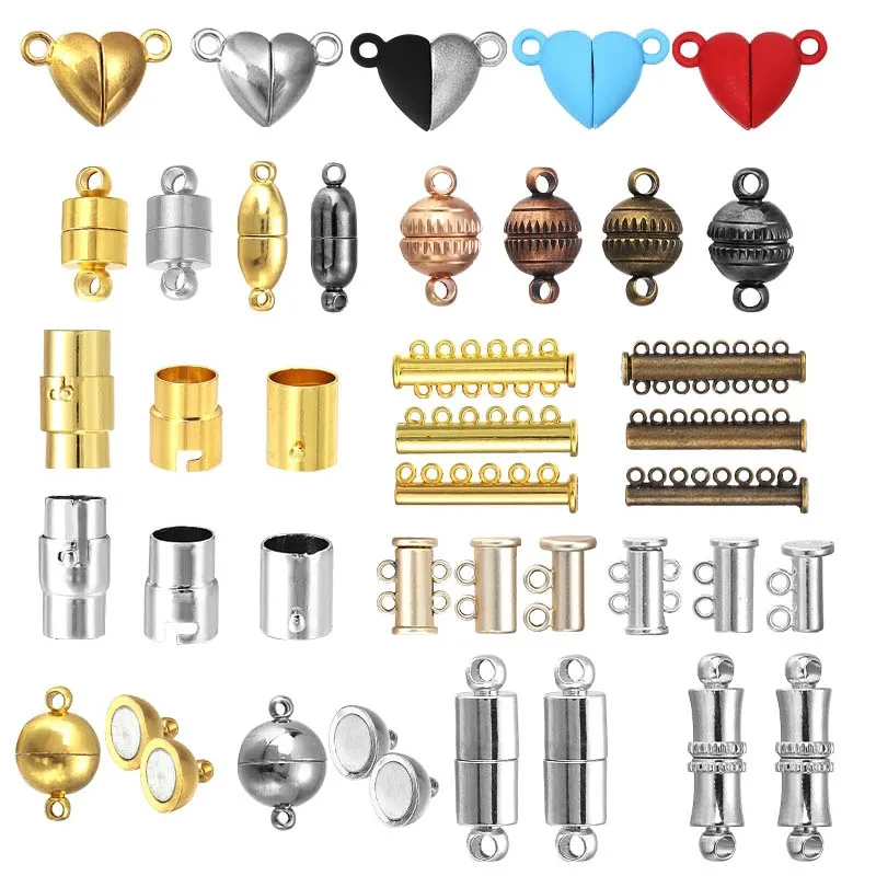 Louleur High Quality Strong Magnetic Clasps Crimp End Caps Slider Clasp  Buckles Tubes For Necklace Bracelet