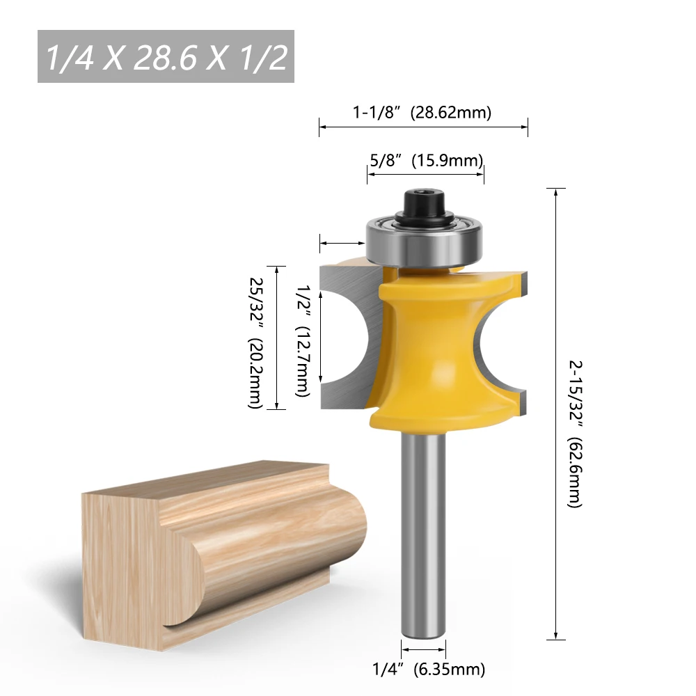 LAVIE 1 STÜCK 6 mm 1/4 Schaft Bullnose Halbrund Bit Schaftfräser Fräser Holz 2 Flöten Lager Holzbearbeitungswerkzeug Fräser – Detail 6