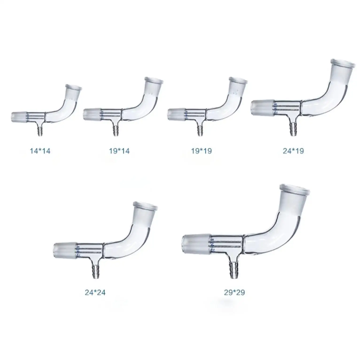 Joints Borosilicate Glass Vacuum Receiver Adapter 105 Degree Bend 10/19 12/20 14/23 19/26 24/29 29/32 lab glass supplies,lab glass adapter