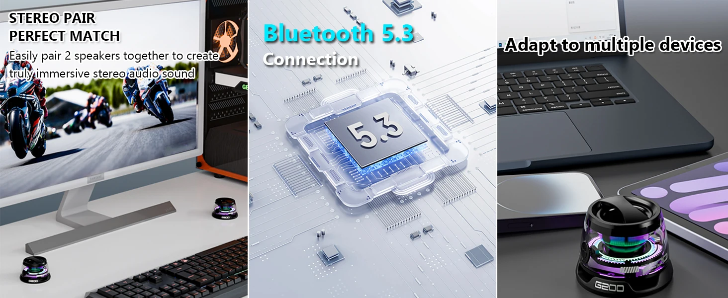 Altavoz Bluetooth portátil G200 con iluminación RGB, altavoz magnético BT5.3, Mini caja de sonido, soporte para teléfono con reproducción de 7 horas