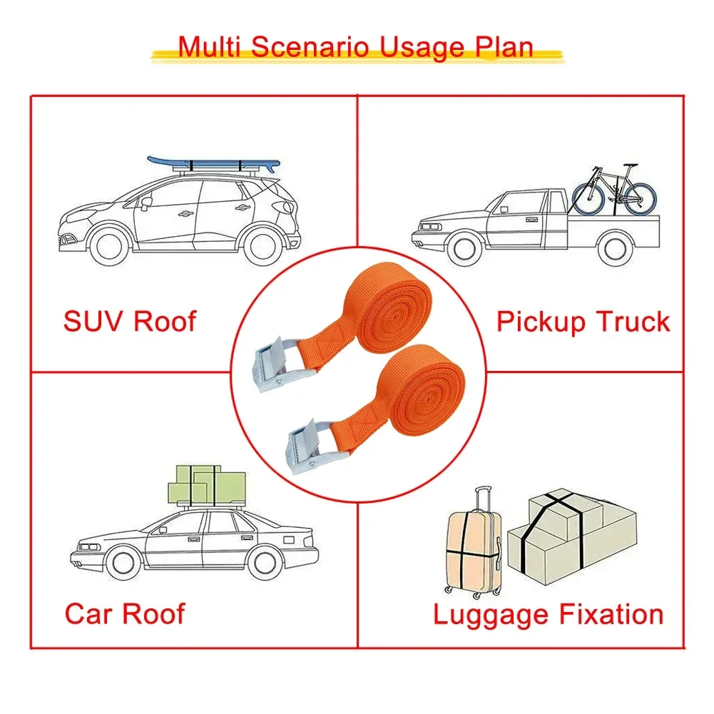 Cargo Straps 2pcs 4M Zinc Alloy Pressure Buckle Pallet Luggage Fixed Car Tightener Tensioner Ratchet Tie-Down Belt