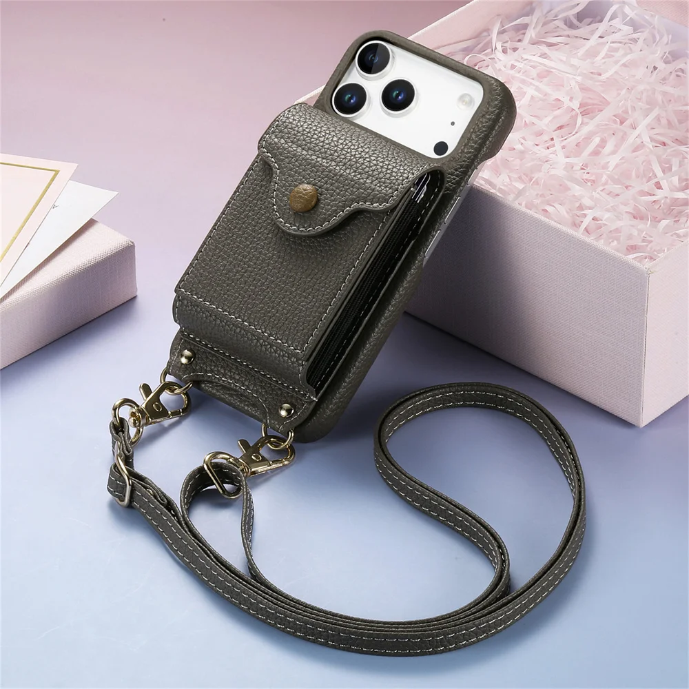 Sleek Crossbody Leather Purse with Mirror and Phone Case Wallet