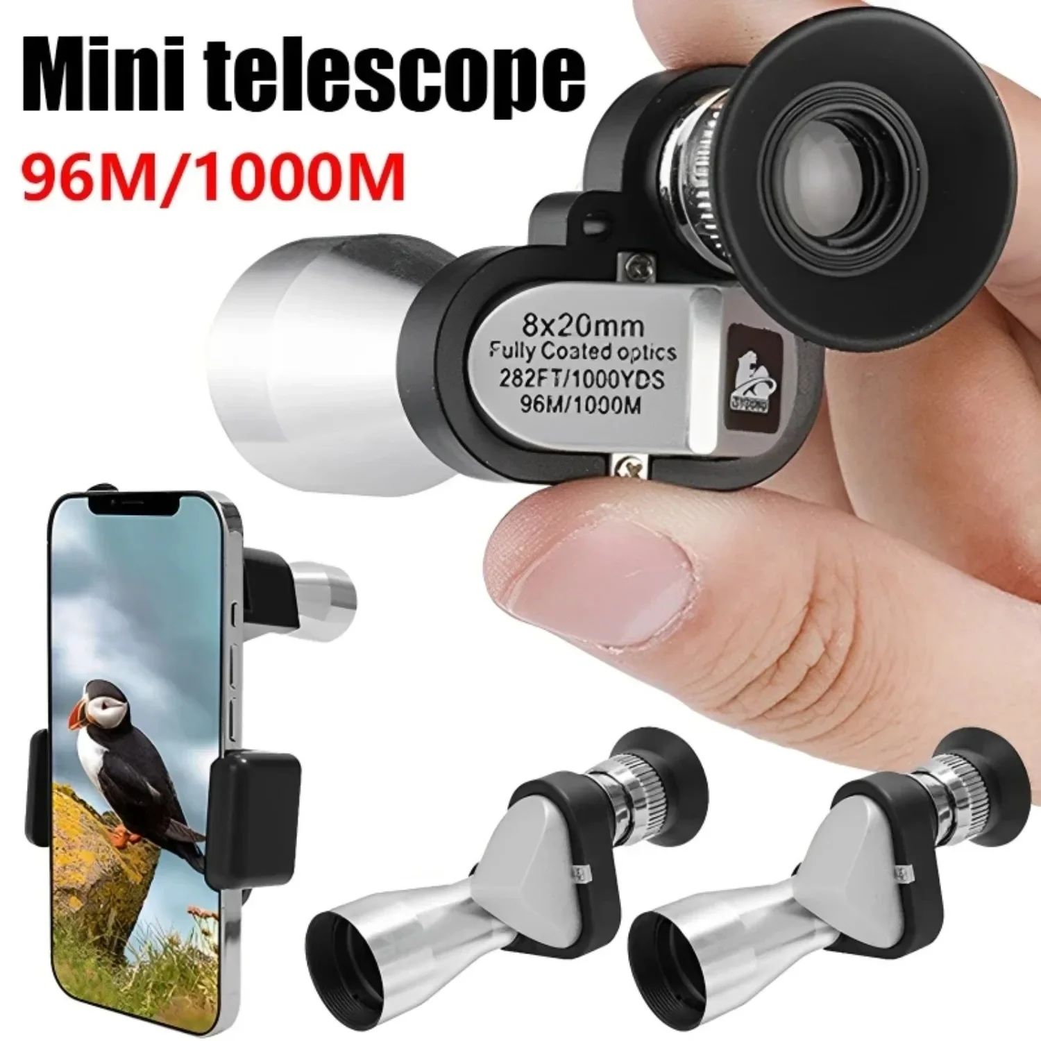 1 Set 8x20 HD Mini Pocket Focusing Monocular Outdoor Portable Telescope for Hunting Camping Mountaineering Hike Birdwatching 2