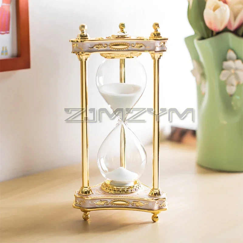 Clessidra Vintage Da 60 Minuti – Base In Metallo Oro, Vetro Borosilicato, Timer Decorativo Per Ufficio, Studio E Casa