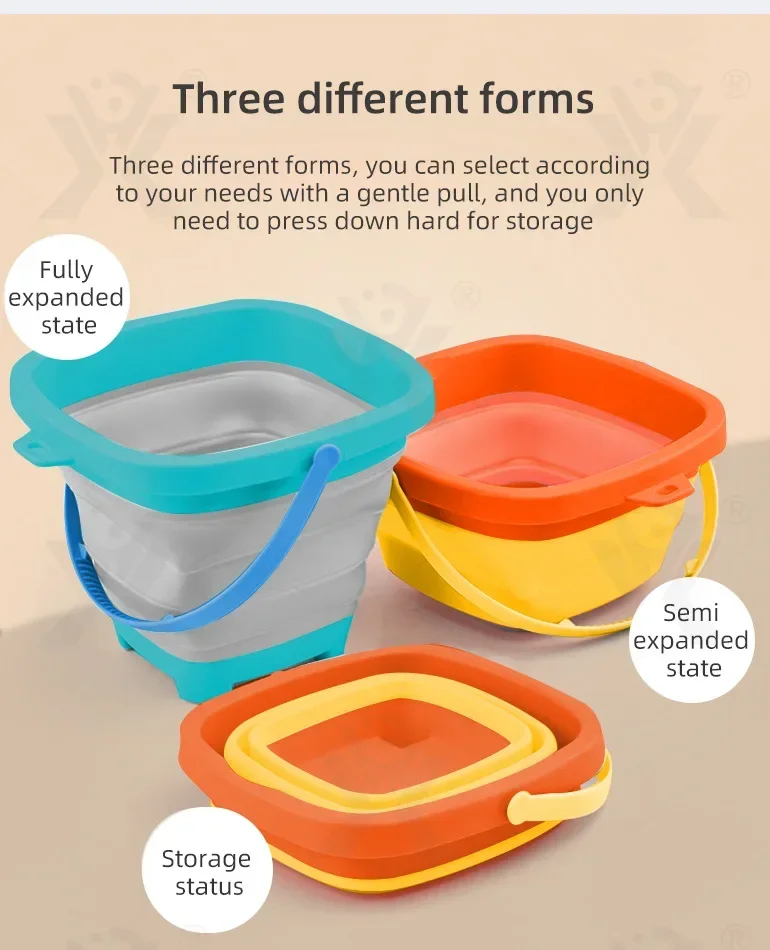 Collapsible Beach Sand Toys for Kids Travel Beach Toys for Kids with Foldable Sand Bucket Beach Shovel Toys Kit for Toddlers 6