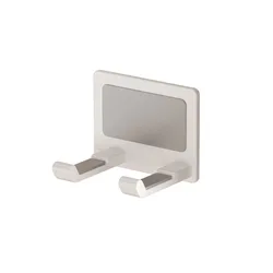 Aluminum Wall-Mounted Self-Adhesive Hair Dryer Holder - No-Drill Bathroom Storage Organizer (White)