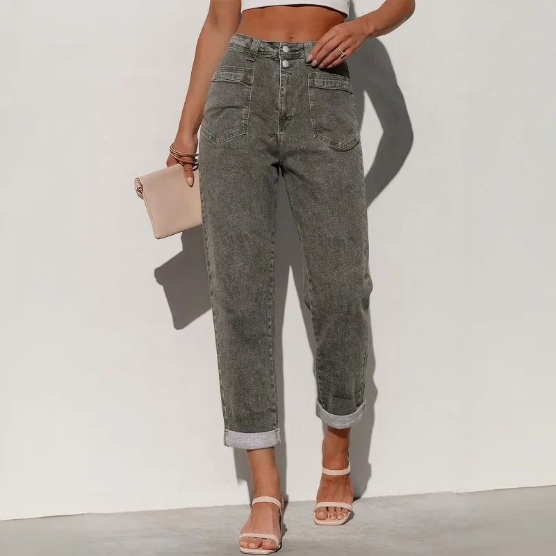 Jean évasé rétro ample en denim épais pour femme grande taille, style streetwear américain, décontracté et tendance