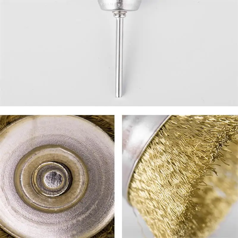 10pcs Brass Wire Wheel Polishing Cup Brushes Bowl-shaped Copper Wire Brush for Rotary Dremel Grinder Tools