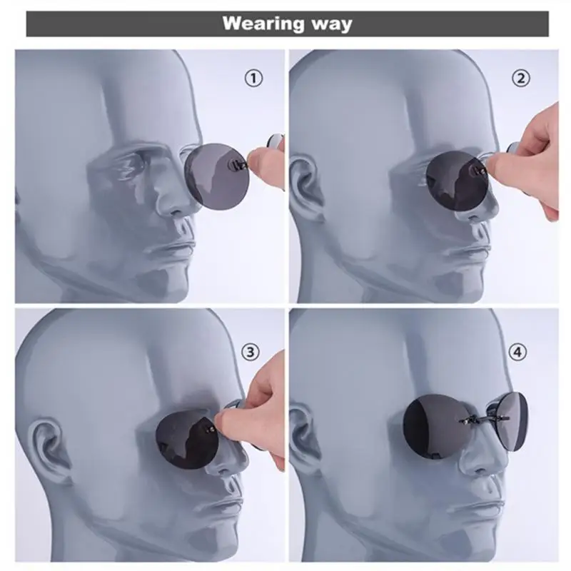 Clip On Nose Glasses Round Rimless Matrix Morpheus Sun Travel Shades Goggles Mini Frameless Vintage Men UV400_voghion.com