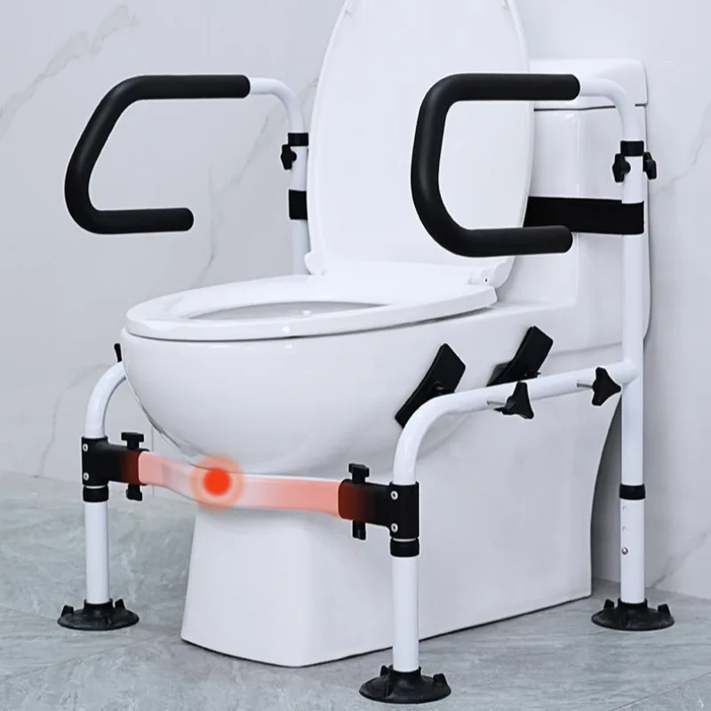 No-Drill Toilet Grab Bar Anti-Tripping Toilet Assist Stand Anti-Tip Adjustable Assist Bar Adjustable Support Rail