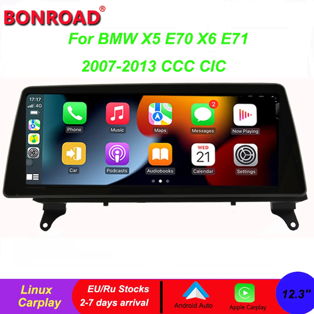 

Bonroad 12,3 ''BMW E70 Linux автомобильный мультимедиа для BMW X5 E70 X6 E71 2007-2013 CCC CIC беспроводной Carplay автомобильный стерео Android авто