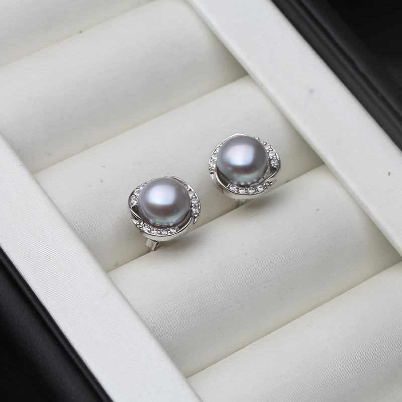 Elegant Freshwater Black Pearl Earrings in 925 Silver - Perfect Gift