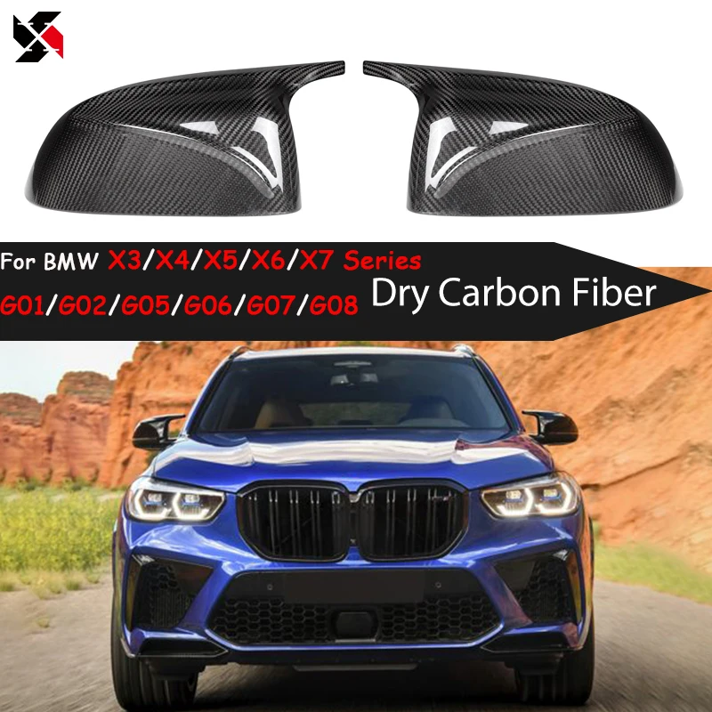 

For BMW X3 X4 X5 X6 X7 G01 G02 G05 G06 G07 G08 2019+ Real Dry Carbon Fiber Car Mirror Cover Caps Replacement Rearview Shells