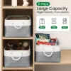 Small Storage Box Set of 3 Fabric Foldable Linen Canvas Wardrobe Storage Baskets Foldable Canvas Shelf Baskets for Living Room L 6