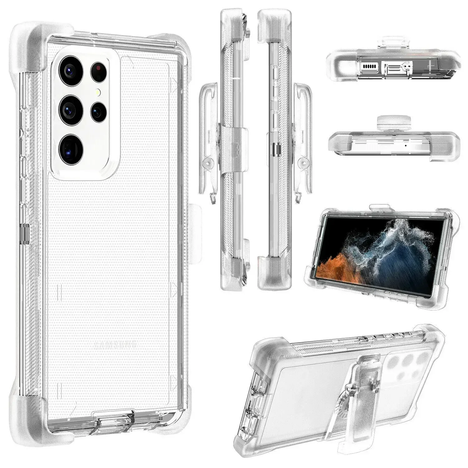 Luxury Armor Clear Shockproof Protective Case with Clip