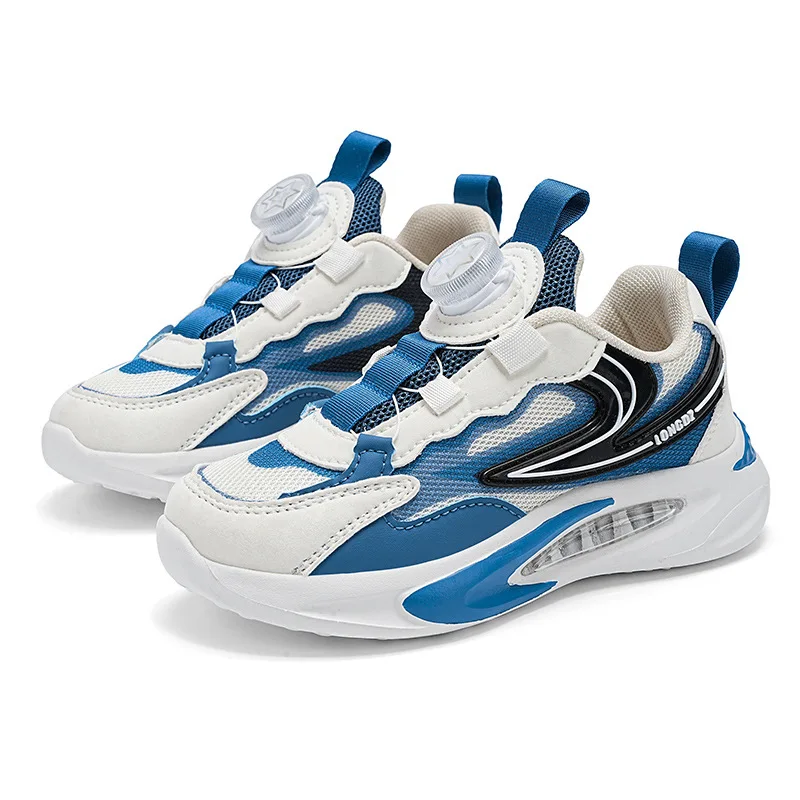 

Boys 2024 New Children Mesh Sports Shoes Big Kids Rotating Buckle Running Shoes