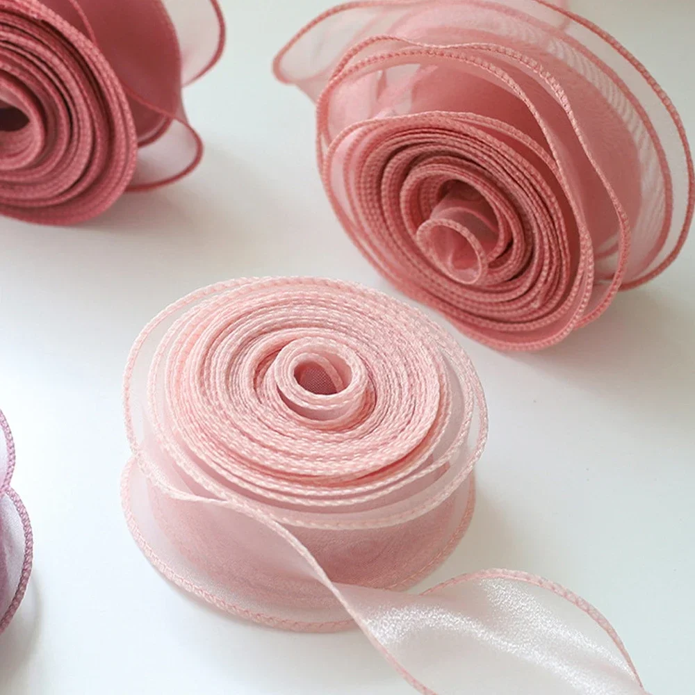 10Yards/Roll Sheer Chiffon Ribbon Organza Satin Ribbons for Gift Wrapping Decoration Wedding Bouquets Wreath Sewing Supplies ribbon supplies