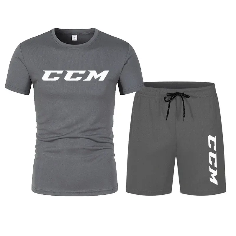 Summer Tracksuit Men CCM Short Sleeve T-Shirt +Shorts Two