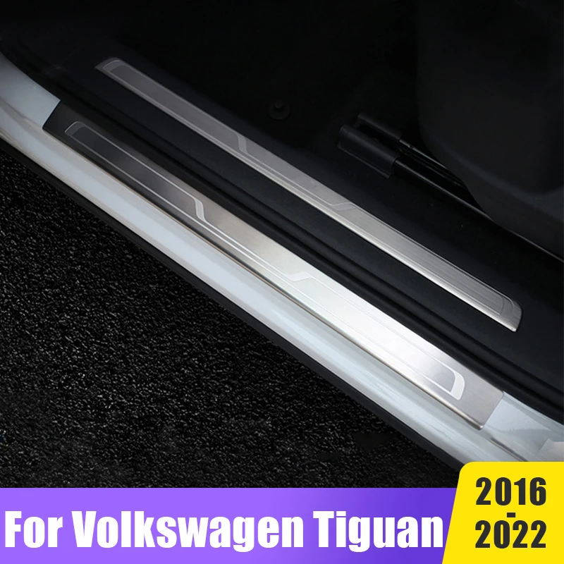 Stainless Car Door Threshold Protector Sill Anti Kick Cover Trim Sticker Volkswagen Tiguan MK2