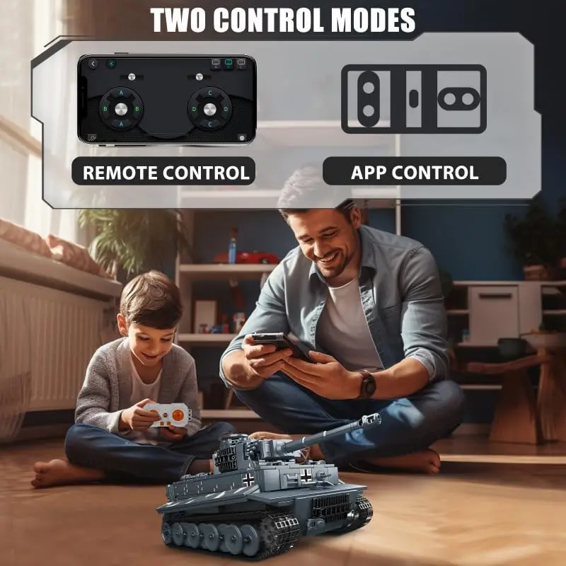 Mould King 20014 Military Toys The APP&RC Motorized Tiger Tank Model Assembly Technical Car Building Block Kids Christmas Gifts - 5