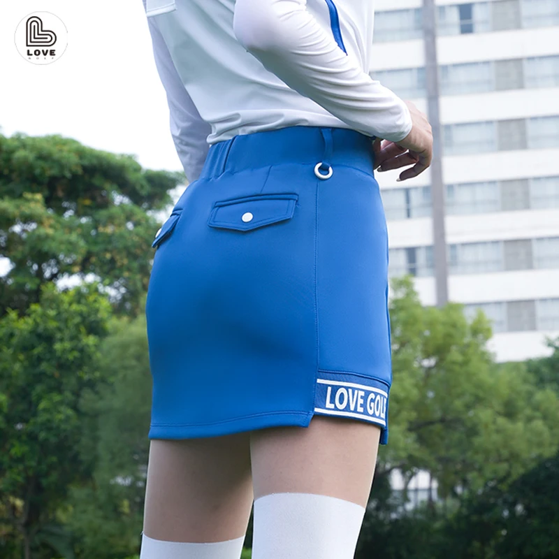 Love Golf Skirt Women's Autumn and Winter Stretch High Waist Anti-light Sports Tennis Short Skort Pants Female Stretch Culottes