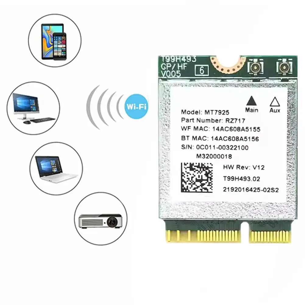 무선 랜 카드 네트워크 카드 와이파이 어댑터, 윈도우 10/11 리눅스 M3K3 용, 2400Mbps M.2 키 E 2.4G 5G 와이파이 어댑터, 와이파이 7 MT7925