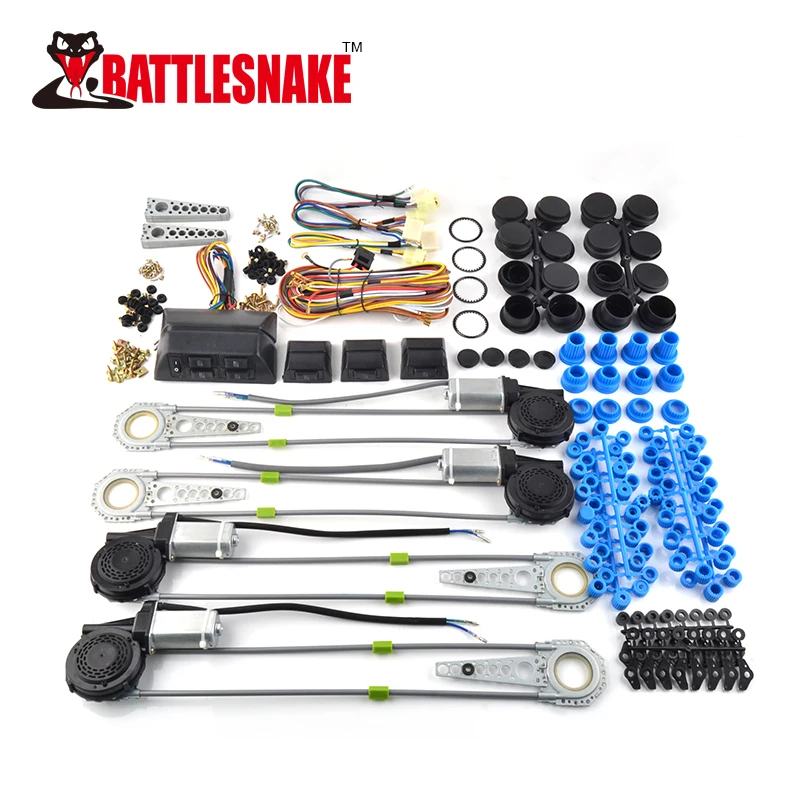 Universal 4 Door Power Window Conversion Kit Electric Motor Lift Regulator/Switches