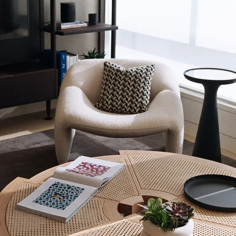 Nordic Leisure Home Single Person Sofa Light Luxury Lamb Plush Sofa Living Room Balcony Simple and Creative Lazy Sofa Chair