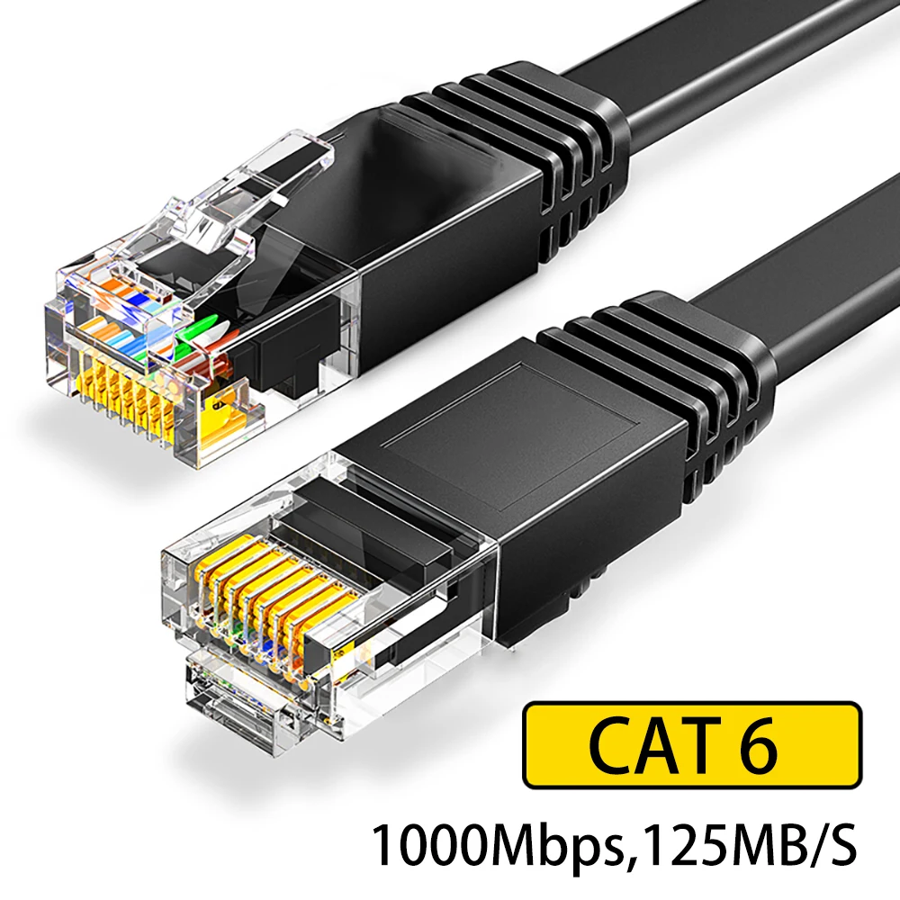 כבל Ethernet Cat6 כבל שטוח Gigabit מהירות גבוהה 1000Mbps כבל אינטרנט RJ45 מוגן רשת LAN למחשב PS5 PS4 PS3 Xbox