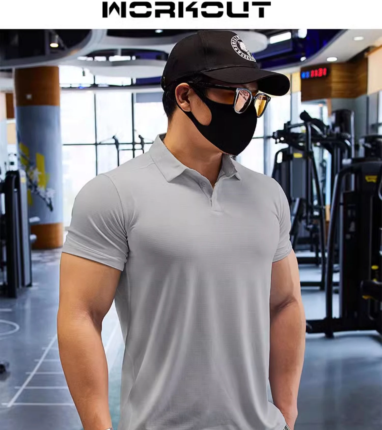 Men Short Sleeve Running T-shirt Outdoor Fitness Muscle Fit Shirt for Male Gym Jogging Sports Tops Tennis Elastic Breathable Tee
