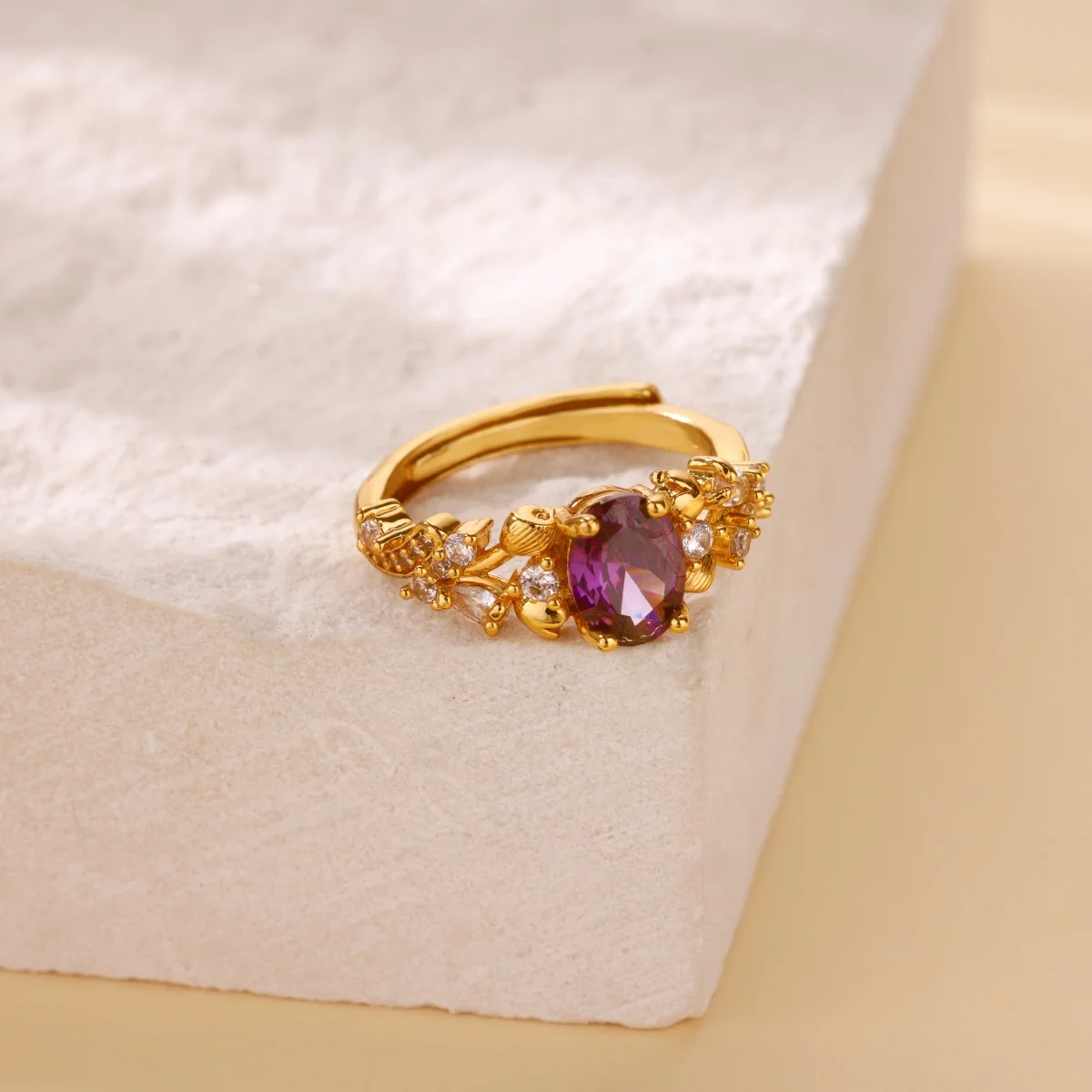Purple Zircon Oval Rings For Women Men