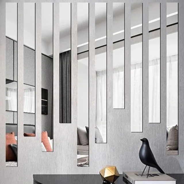 最大の割引 10Pcs Acrylic Mirror Sticker Long Strip Mosaic Wall Sticker WallStickers&Murals