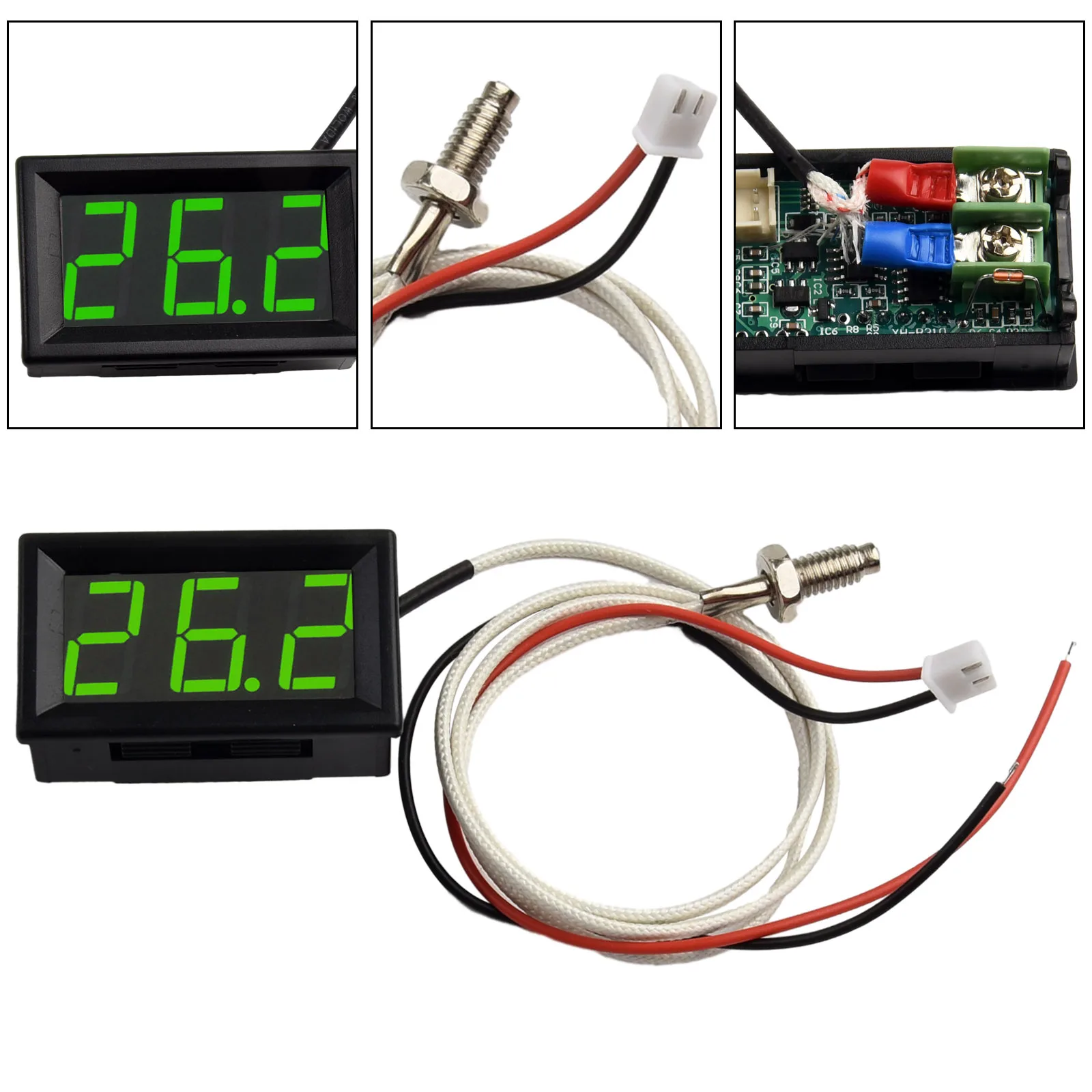 

K -type Thermocouple DC12V - 2V Industrial Digital Temperature Meter Reverse Polarity Protection -30 ~ 800 ° C Measuing Tool