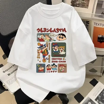 2025 Japanese Style Summer Crayon Shin Chan Cartoon Character T-shirt Harajuku Fashion Cotton Leisure Sexy Women's T-shirt Top 1