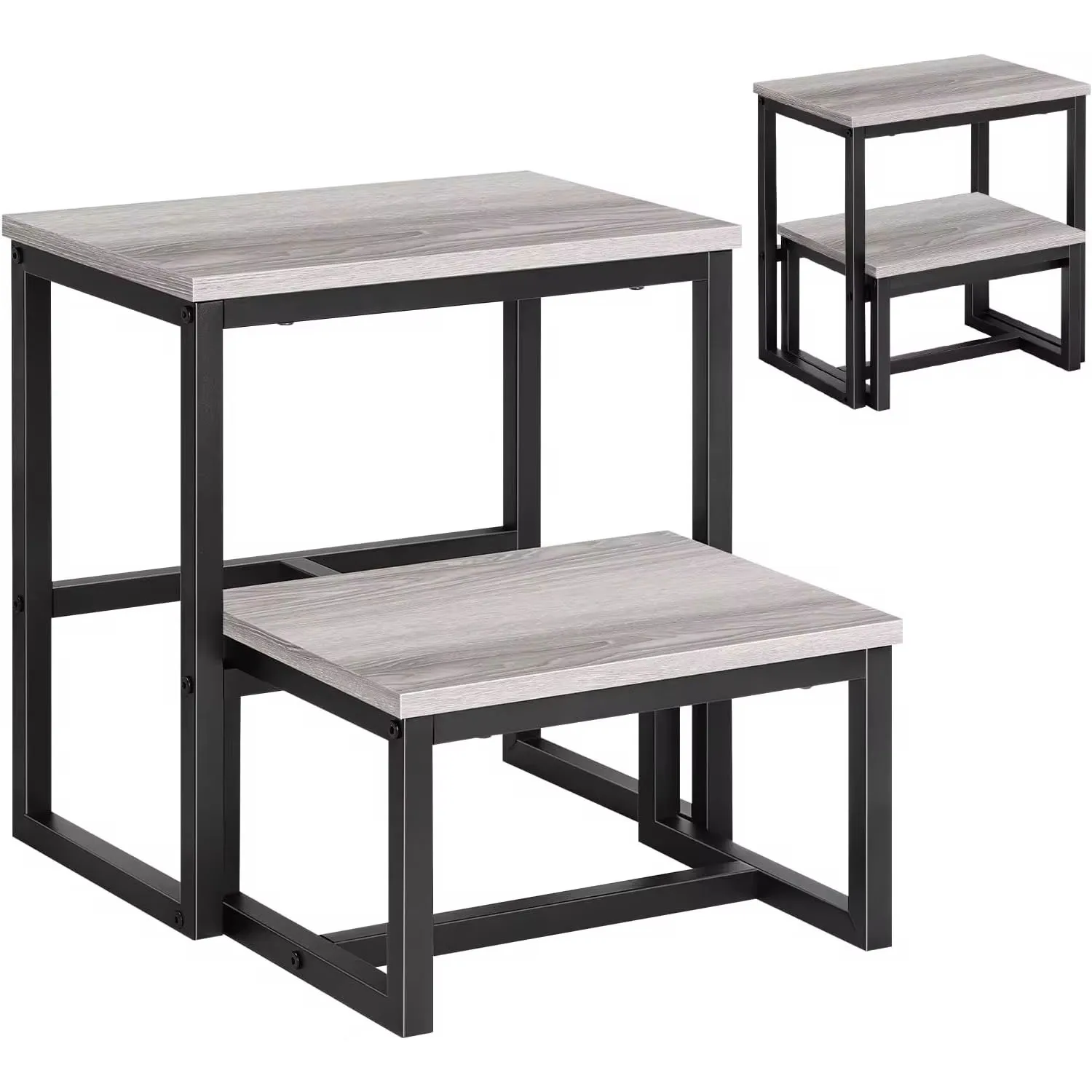 "Heavy-Duty Wooden Step Stool for Adults: 3-in-1 Bed Step Stool with Metal Frame, Supports Up to 500 lbs, Ideal for Kitchen & Ba