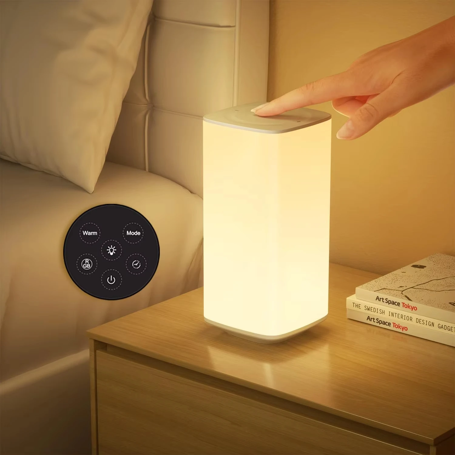 Touch-operated rechargeable table lamp RGB