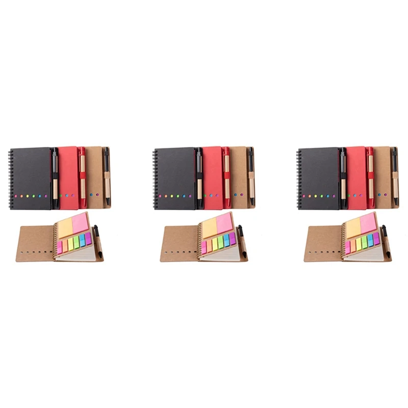 9-packs-spiral-notebook-steno-pads-lined-notepad-with-pen-in-holder-sticky-notes-page-marker-colored-index-tabs-flags