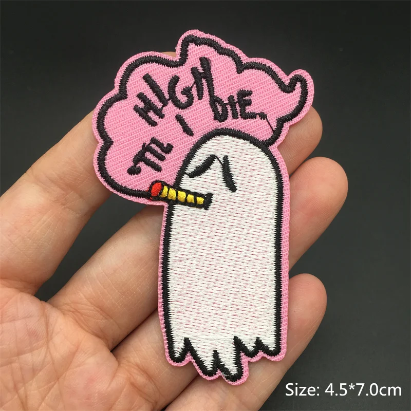 Vibrant Pink Punk Cartoon Embroidered Iron-on Patches