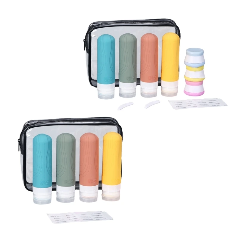 12 pcs creami travel containers empty bottles accessories toiletries sift proof jar 90ml Travel Size Bottles for Toiletries Silicone Travel Containers Set Leak Proof Refillable Accessories for New Dropship