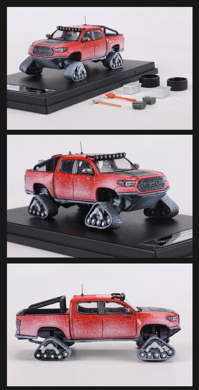 GCD 1:64 Tacoma Snow Car Alloy Model Car Includes Accessories 